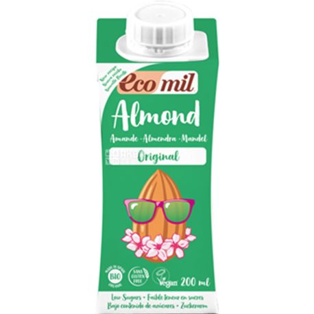 Ecomil, Almond, 200 мл, Растительный напиток Миндаль с сиропом агавы