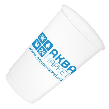 AquaMarket, 50 pcs., 250 ml, paper cup, White, With logo, m / s