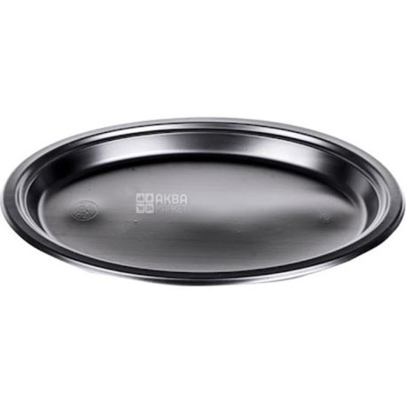 LUX, Plate oval black plastic, 31 cm, 50 pcs.