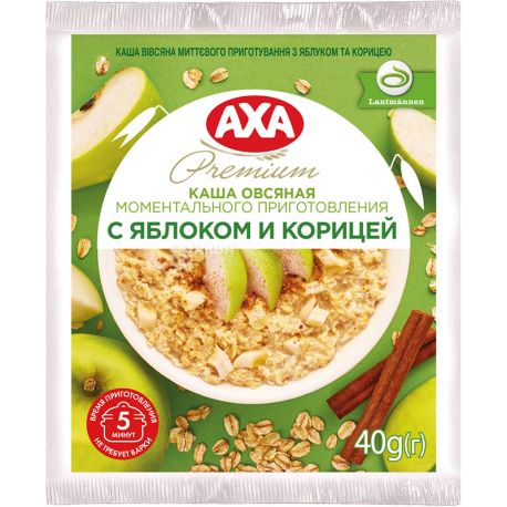 АХА, 40 г, Каша овсяная, с яблоком и корицей, моментального приготовления