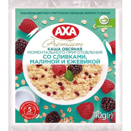 АХА, 40 г, Каша овсяная, малина, ежевика, сливки, моментального приготовления