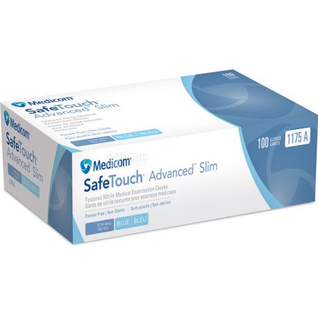 Medicom, 100 шт., Рукавички нітрилові полегшені, розмір S, блакитні
