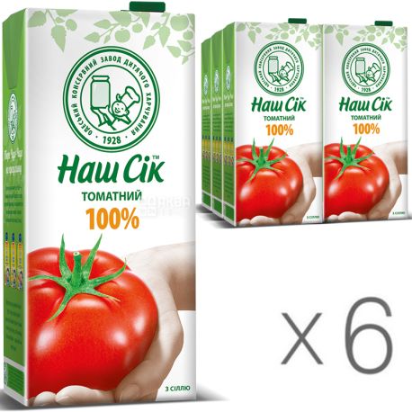 Our Juice, 1.93 L, Pack of 6, Tomato Juice, 100%