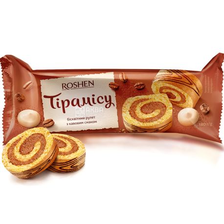 Roshen, 180 г, Бисквитный рулет с кофейным вкусом