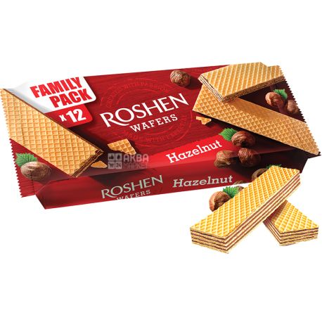 Roshen, Wafers, 216 г, Вафли с ореховой начинкой
