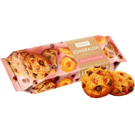 Roshen, Есмеральда, 150 г, Печиво здобне з абрикосом і шматочками глазурі