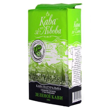 Кава зі Львова, С частицами зеленого кофе, 240 г, Кофе средне-темной обжарки, молотый
