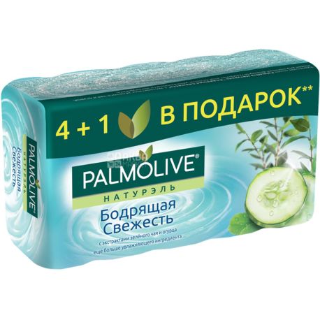 Palmolive, 5 шт. по 70 г, Мыло твердое, Зелёный чай и огурец