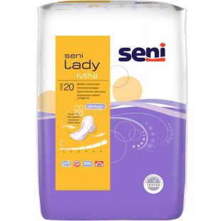 Seni Lady, Mini 20 шт., Урологічні прокладки, без крилець, 2 краплі