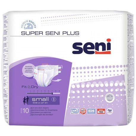 Seni, Super Plus, Small 10 Pieces, Adult Diapers, 7 Drops