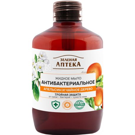 Zelenaya apteka, Orange and Tea Tree, 460 ml, Liquid soap, antibacterial