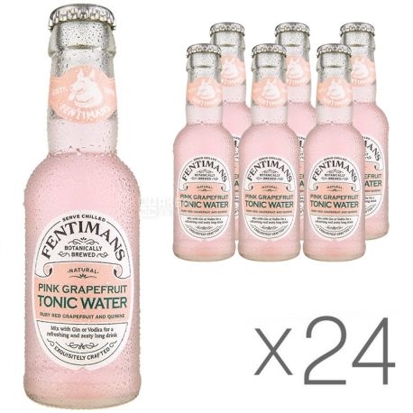 Fentimans, Pink Grapefruit, Tonic Water, 125 мл, Упаковка 24 шт., Тоник Грейпфрут, газированный