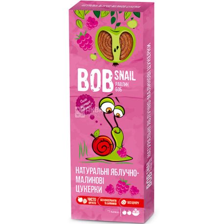 Bob Snail, 30 г, Натуральні яблучно-малинові цукерки