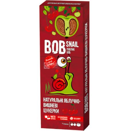 Bob Snail, 30 g, Natural apple-cherry sweets