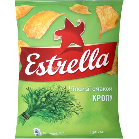 Estrella, 125 г, Чипси Естрелла, зі смаком кропу