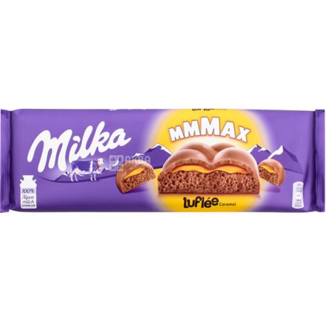 Milka, Bubbles, 250 г, Пористий молочний шоколад з карамельною начинкою