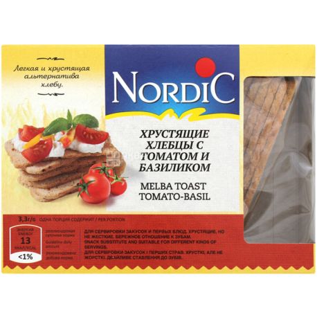 Nordic, 100 г, Хлібці хрусткі з томатом і базиліком