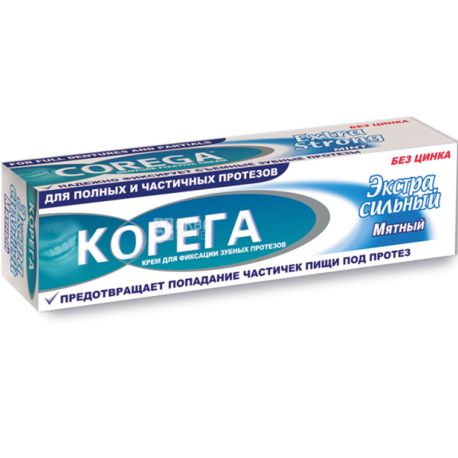 Korega, Extra strong, 70 ml, Cream for fixing dentures, mint