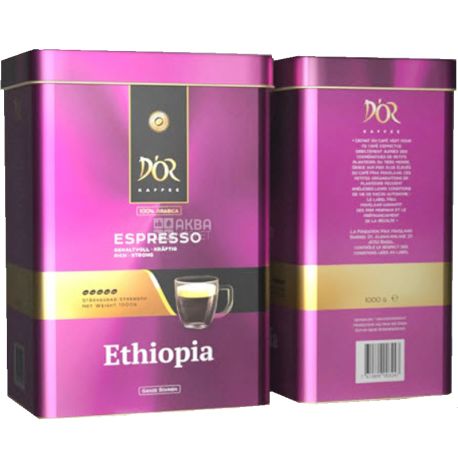 D'OR, Espresso Ethiopia, 1 кг, Кофе Эспрессо Эфиопия, зерновой, ж/б