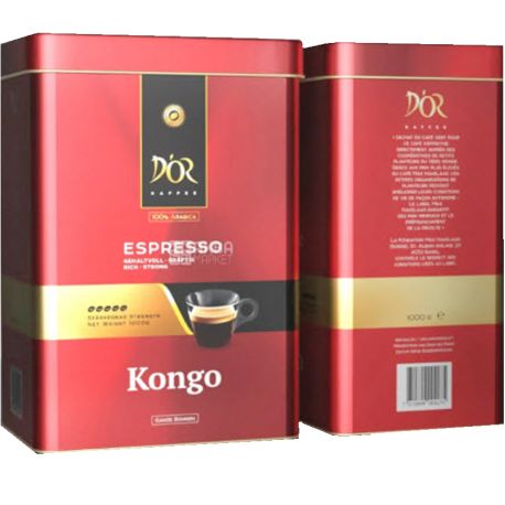 D'OR, Espresso Kongo, 1 kg, Espresso Congo coffee, grain, can