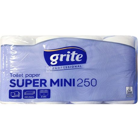 Grite, Super Mini, 8 rolls, Toilet paper, three-ply