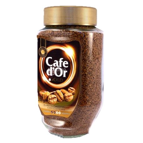 Cafe d'Or Gold, 200 г, Кафе д'Ор Голд, кофе растворимый, стекло