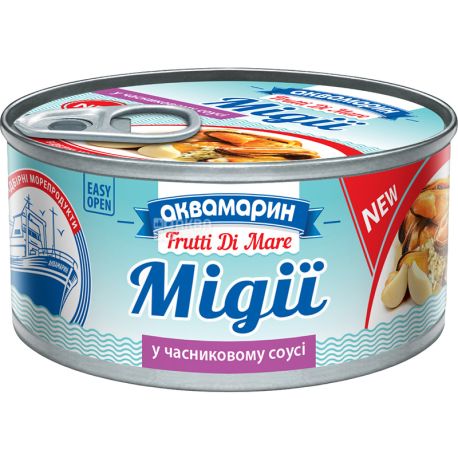 Аквамарин, 185 г, Мидии в чесночном соусе