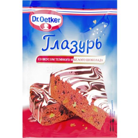 Dr. Oetker, 100 г, Глазур зі смаком темного і білого шоколаду