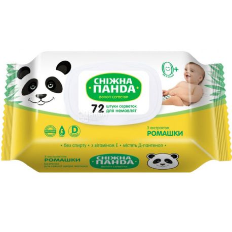 Snow Panda, Chamomile, 72 pcs., Wet wipes for babies