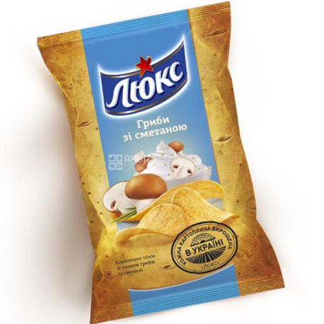 Люкс, Грибы со сметаной, 133 г, Чипсы картофельные