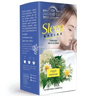 Ahmad Tea, Sleep Relax 20 пак., х 1,8 г, Травяной чай Ахмад с ромашкой и бузиной