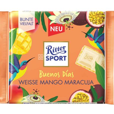 Ritter Sport, 100 г, Белый шоколад с начинкой манго-маракуйя