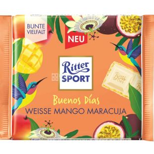 Ritter Sport, 100 г, Ритер Спорт, Белый шоколад с начинкой манго-маракуйя