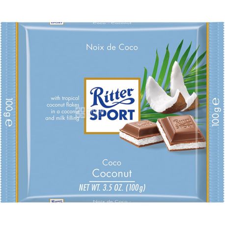Ritter Sport, 100 г, Молочний шоколад, Кокос з молочним кремом
