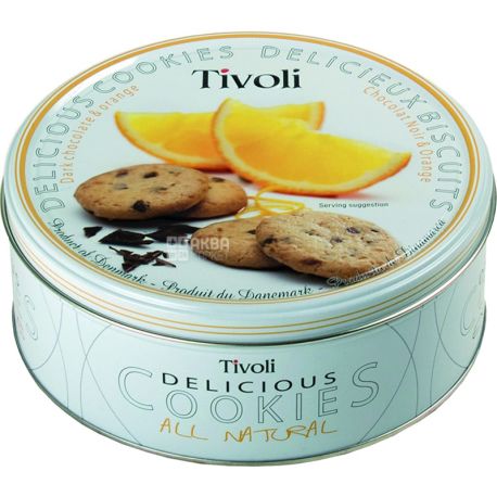 Jacobsens, Tivoli, 150 г, Печиво масляне з шоколадом та апельсином, ж/б