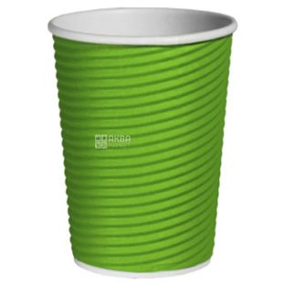 Гофростакан бумажный, зеленый 500 мл, 25 шт, D90