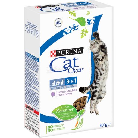Purina, Cat Chow, Feline, 400 г, Сухий корм для котів, з індичкою