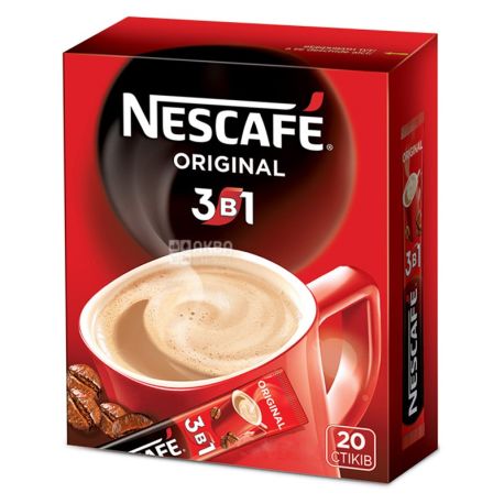 Nescafe Original 3 в 1, 20 шт., 344 г, Кава Нескафе Оріджинал, розчинний, в стіках
