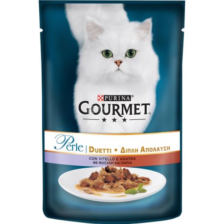 Gourmet Perle Duo, 85 g, cat Food, with veal and duck in gravy
