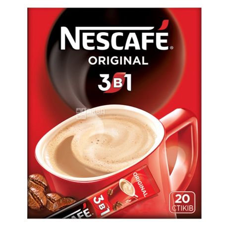 Nescafe Original 3 в 1, 20 шт., 344 г, Кава Нескафе Оріджинал, розчинний, в стіках