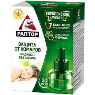 Раптор, 20 мл, Жидкость от комаров без запаха, 30 ночей