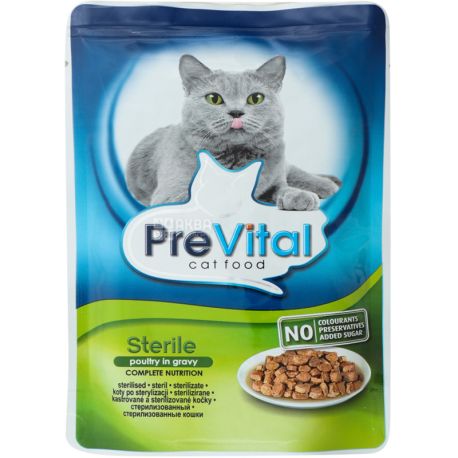 PreVital, 100 г, Корм для стерилизованных котов, С птицей в соусе