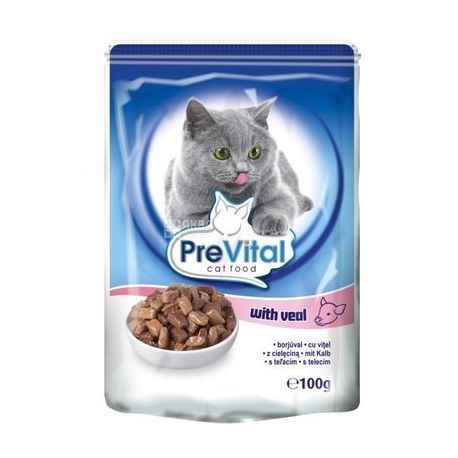PreVital, 100 г, Корм для котів, З телятиною в соусі