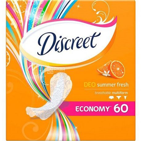 Discreet, Multiform Deo Summer Fresh Single, 60 шт, Щоденні прокладки, ароматизовані