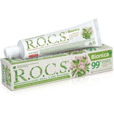 R.O.C.S. Bionica, 74 г, Зубна паста для здоров'я ясен, Лікувальні трави