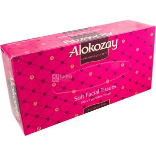 Alokozay, 100 шт., Салфетки косметические Алокозай, 2-х слойные, 20х23 см, в ассортименте