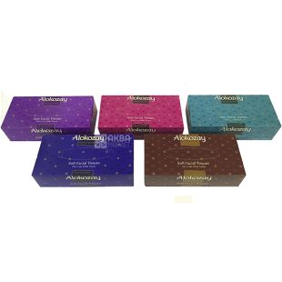 Alokozay, 100 шт., Салфетки косметические Алокозай, 2-х слойные, 20х23 см, в ассортименте