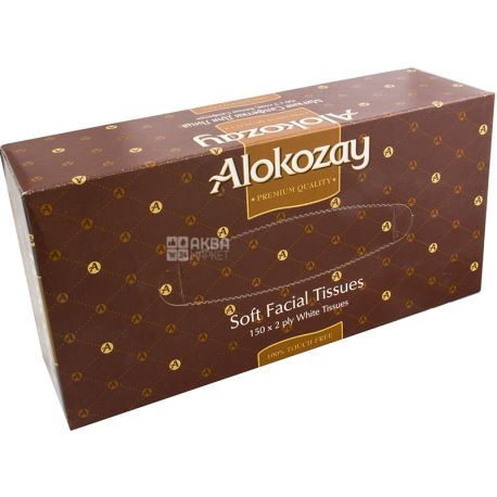 Alokozay, 150 шт, Серветки косметичні Алокозай, 2-шарові, 20х23 см, в асортименті