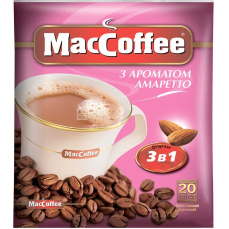 MacCoffee, Амаретто, 20 шт. х 18 г, Кофе растворимый, 3 в 1