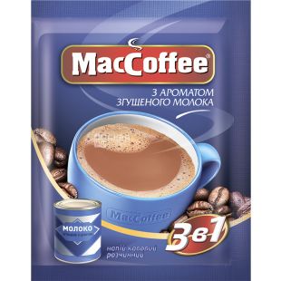MacCoffee, Згущене молоко, 20 шт. х 18 г, Кава розчинна, 3 в 1